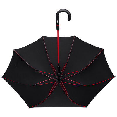 Luxuriöser roter Glasfaser-Golfschirm mit geradlinigem Design und Pongee-Material