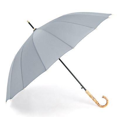 Personalisiertes Logo 16 Rippen Bambusgriff Langer Regenschirm für Werbung und Kunstdruck