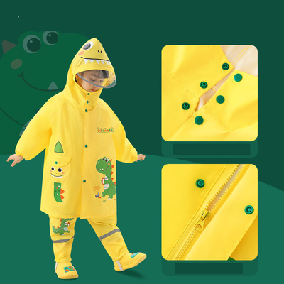 Zeichentrickfilm Kinder Regenmantel Oxford Material kundenspezifische Farbe niedliches Baby Dinosaurier Design