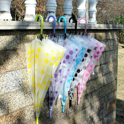 Kunststoff Kreativ Kleines Frisches Langes Griff Transparentes Regenschirm mit automatischer Öffnungsfunktion