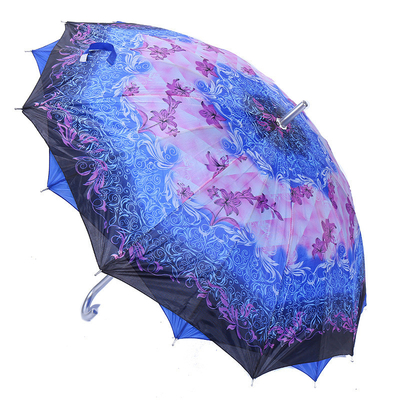 16-Knochen-Windbeständige Gerade-Stäbe Bogen Griff Regenschirm All in 1 für Regen und Schein