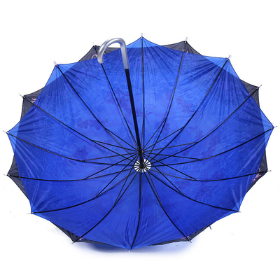 16-Knochen-Windbeständige Gerade-Stäbe Bogen Griff Regenschirm All in 1 für Regen und Schein