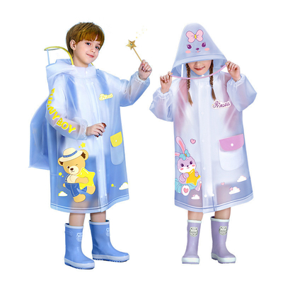 Jungen und Mädchen Regen Poncho mit Schultasche 100% EVA Stoff Vollkörper wasserdicht