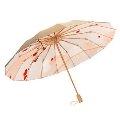 190T Pongee Dreifach-Hand-Sonnenschirm für UV-Schutz und Druck Werbelogo