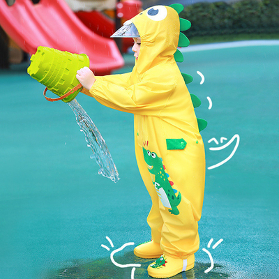 Kindergarten-Baby-Regen-Ausrüstung mit Zeichentrickfilm-Dinosaurier-Druck für Outdoor-Aktivitäten