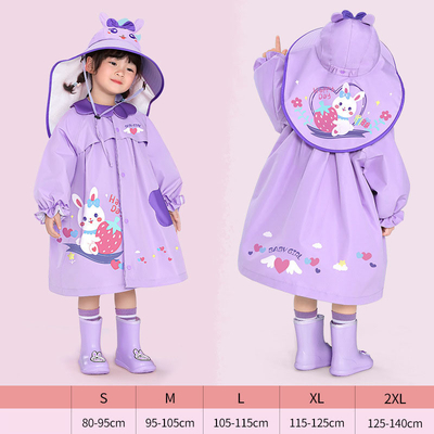 Polyester Taffeta Kinder Regenmantel Zeichentrickfilm Druck für Mädchen Outdoor-Abenteuer