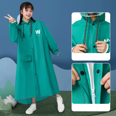 Schulbesuch Regenbekleidung Großer Rand Reißverschluss Poncho mit reflektierendem Streifen und wasserdichtem Design