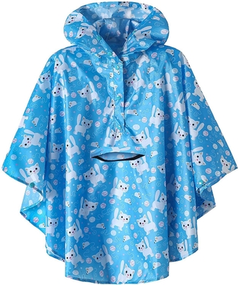 Polyester Regenmantel Zeichentrickfilm Süße Jungen und Mädchen Schulreise Regenbekleidung mit Tasche Bit Poncho