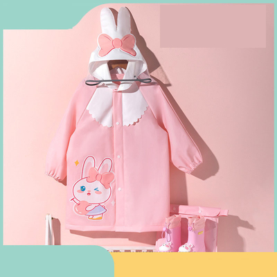 Mädchen Kindergarten Großer Regenmantel mit süßen Zeichentrickfilmen Kaninchen Design EVA Material