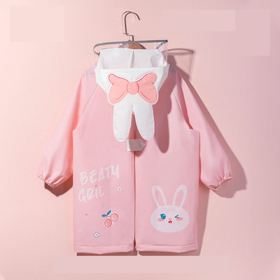 Mädchen Kindergarten Großer Regenmantel mit süßen Zeichentrickfilmen Kaninchen Design EVA Material