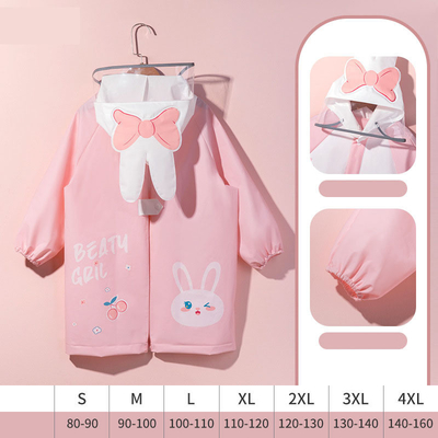 Mädchen Kindergarten Großer Regenmantel mit süßen Zeichentrickfilmen Kaninchen Design EVA Material
