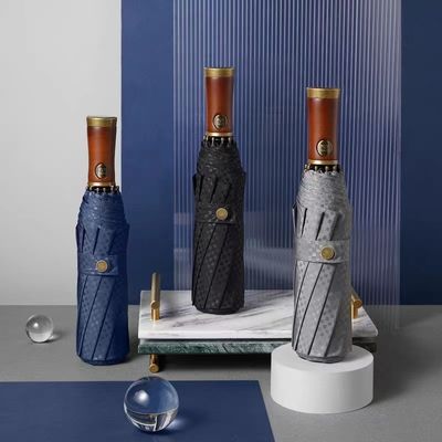 X315 Holzdesign Automatischer Windschutz Dreifachschirm für Männer