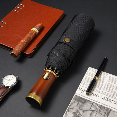 Werbe Schirm für Männer X315 BSCI Automatische Winddichte Luxus Goldene Holzgriff