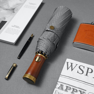 Werbe Schirm für Männer X315 BSCI Automatische Winddichte Luxus Goldene Holzgriff