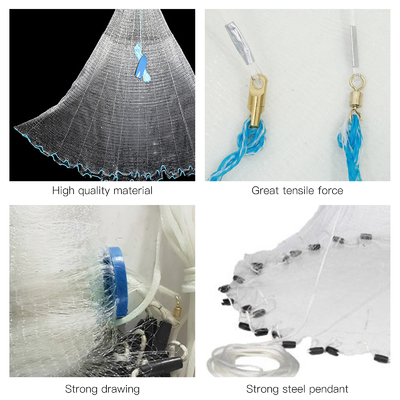 6FT Doppelknoten-Nylon-Monofilament Fischzucht-Gussnetz für die Freizeitfischerei
