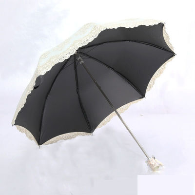 Spitze Broderie Prinzessin Regenschirm 2-3 Klappbare manuelle Steuerung perfekt für Regen und Sonne