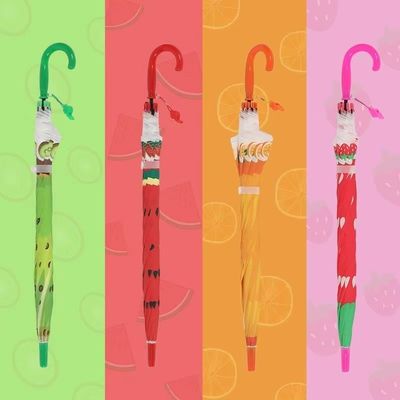 Kurviger Griff Gerade Frucht Druck Kinder Schirm Kreatives Design für Kindergeschenk