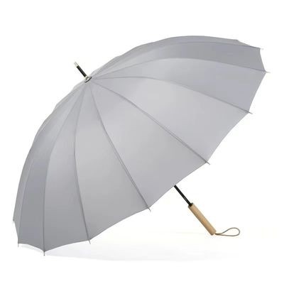 Glasfaserachse 16K Großer Windfest Gelber Golfschirm mit geradeem Holzgriff