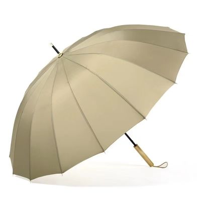 Glasfaserachse 16K Großer Windfest Gelber Golfschirm mit geradeem Holzgriff