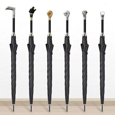 Japanischer Tierkopf Schwarzer Straight Bar Schirm für kreative Persönlichkeiten