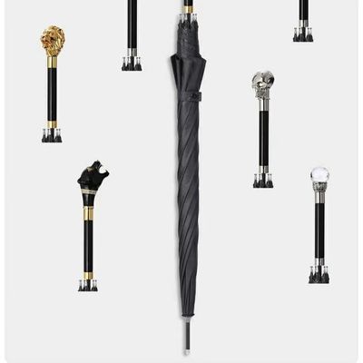 Japanischer Tierkopf Schwarzer Straight Bar Schirm für kreative Persönlichkeiten