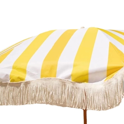 210T Nylon Stoff Outdoor Strand Garten Gelber Streifen Schirm für kommerzielle Zwecke