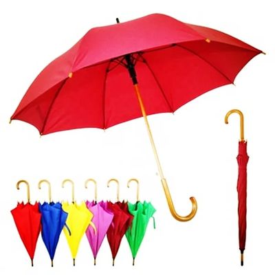 Auto-offener langer Glasfaserrahmen-Stick-Dachschirm mit Holzgriff und kundenspezifischem Design