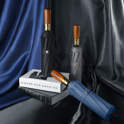 Geschäftsgeschenk Holzgriff Schirm mit UV-Block und Metallwelle