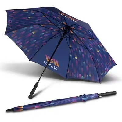 Individuelles Logo Großer Sublimations-Golf-Gerade Regenschirm zum Schutz vor Wind und Regen