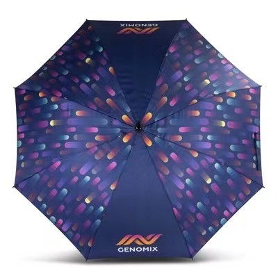 Individuelles Logo Großer Sublimations-Golf-Gerade Regenschirm zum Schutz vor Wind und Regen