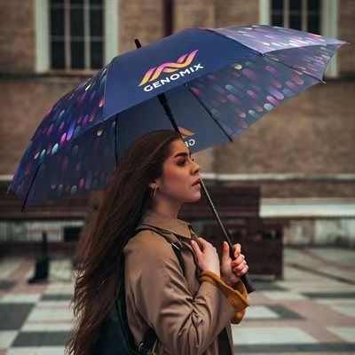 Individuelles Logo Großer Sublimations-Golf-Gerade Regenschirm zum Schutz vor Wind und Regen