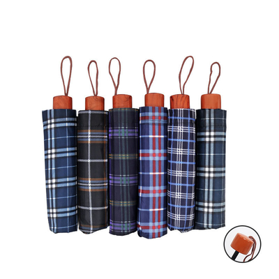 Reisebereit 65 cm Dreifach-Plaid-Paraplueset Werbung mit Logo-Druck