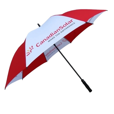 8 Rippen Glasfaser Winddicht Rot-Weiß Golf-Schirm mit individuellem Logo-Druck