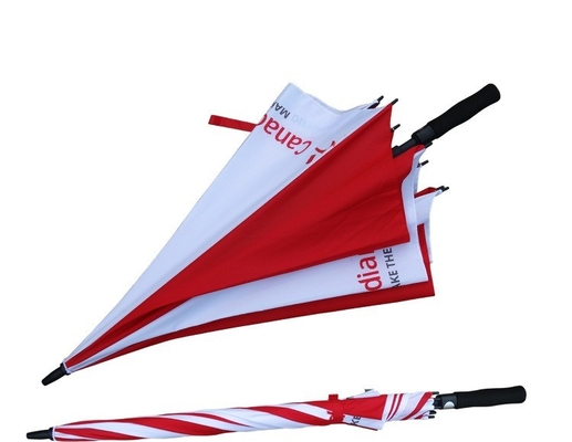 8 Rippen Glasfaser Winddicht Rot-Weiß Golf-Schirm mit individuellem Logo-Druck