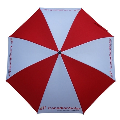 8 Rippen Glasfaser Winddicht Rot-Weiß Golf-Schirm mit individuellem Logo-Druck