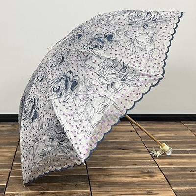 Sequin Broderierte Rose Erwachsenen Schirm mit winddichten Funktion und Leichtbau