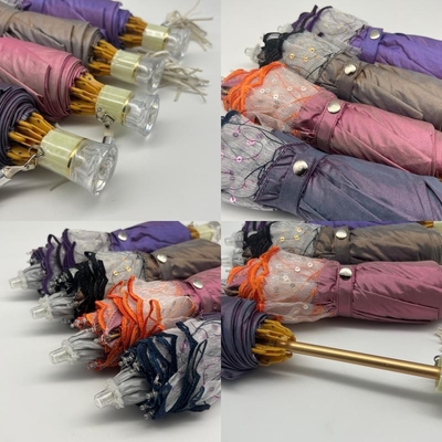 Sequin Broderierte Rose Erwachsenen Schirm mit winddichten Funktion und Leichtbau