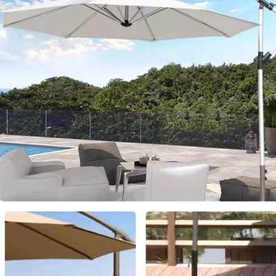 All-in-one Funktion Weiß-Power-beschichteter Stahlrahmen Sonnenschirm mit Tassels