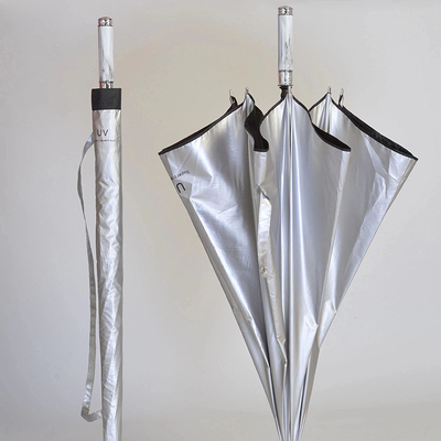 Kunststoffbeschichtung Handgriff Langer Doppel Titanium Silber Automatischer Golfschirm für den Außenbereich