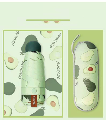 Kundenspezifischer 5 Falte Mini Taschen Sonnenschirm UV Sonnenschirm Kapsel Frucht Sonnenschirm