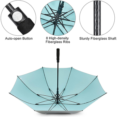 Golfschirm im Reise-Design-Stil mit automatischer Windschutzfunktion und langem Griff