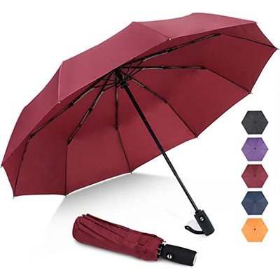 Personalisiertes Logo Drei-Abschnitte Klappschirm Regen und Sonne Doppel-Stahl-Wellen-Design