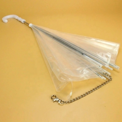 Custom Klappbares Wasserdichtes Weiß Transparentes Haustier-Plastik-Schirm mit Aluminium-Griff