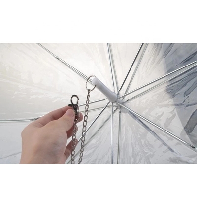 Custom Klappbares Wasserdichtes Weiß Transparentes Haustier-Plastik-Schirm mit Aluminium-Griff