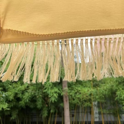 16K Vintage Boho Holzstange Leinwand Gelbe Sonnenbrille Außen Sonnenschirme Strandschirme mit Tassels