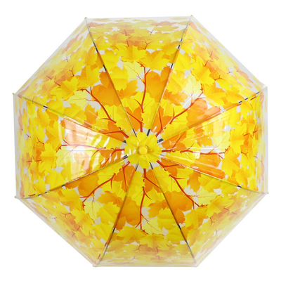 Langgriffiger Gerader Regenschirm mit Ahornblatt Apollo Transparent Material Design