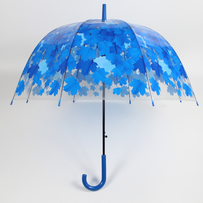 Langgriffiger Gerader Regenschirm mit Ahornblatt Apollo Transparent Material Design