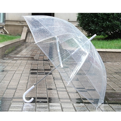 Durchsichtiger Stoff Autoveröffnung kundenspezifischer Gerader Regenschirm für Werbung