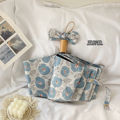 Anpassungsart Aussehen Blaue Blumen Sonnenschirm Sonnenschutz Schirm mit Metallrahmen