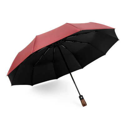 Personalisiertes Logo Druck 23&quot;*10k Sonnenschirme Holzgriff automatisch öffnen und schließen 3fach